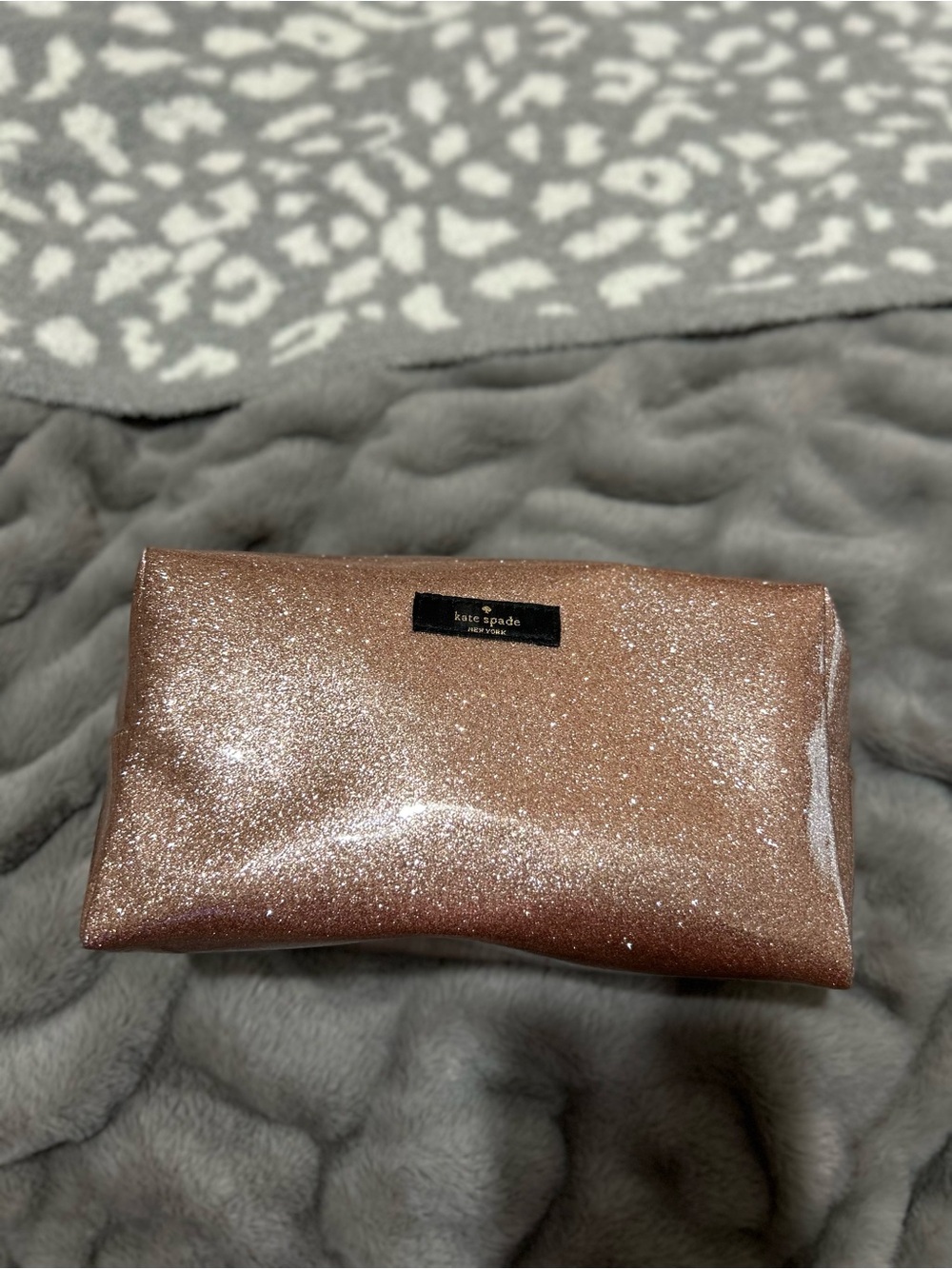 kate spade Rose Gold Glitter Cosmetic Pouch